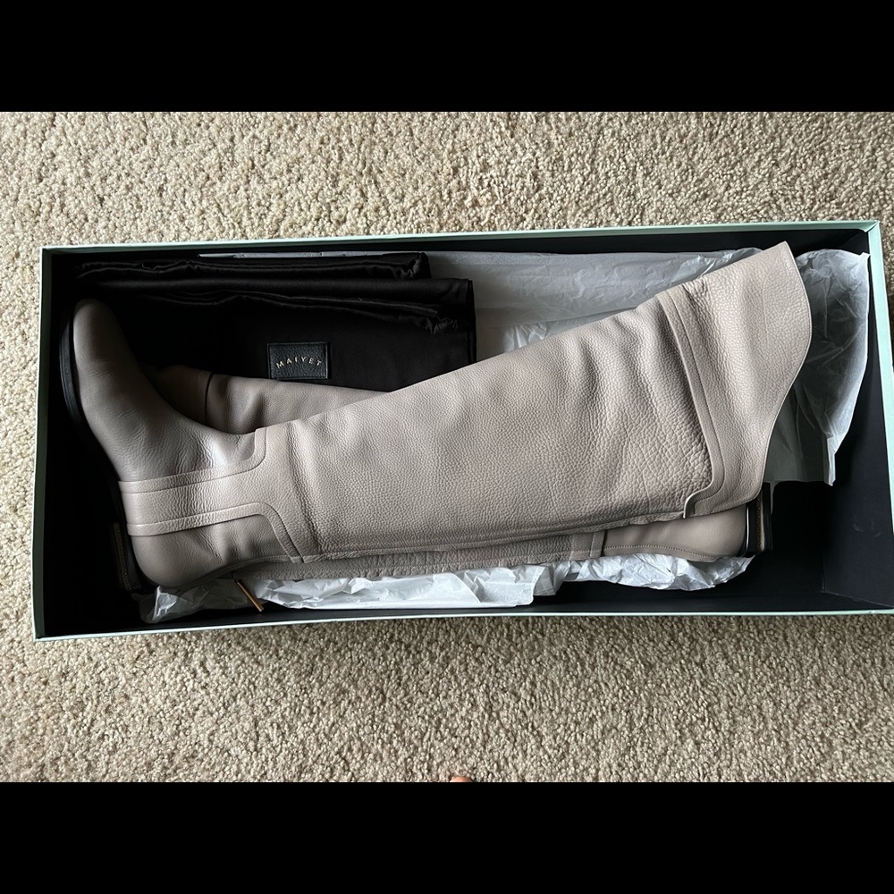 Maiyet brand Barney's New York leather over the knee boots light gray